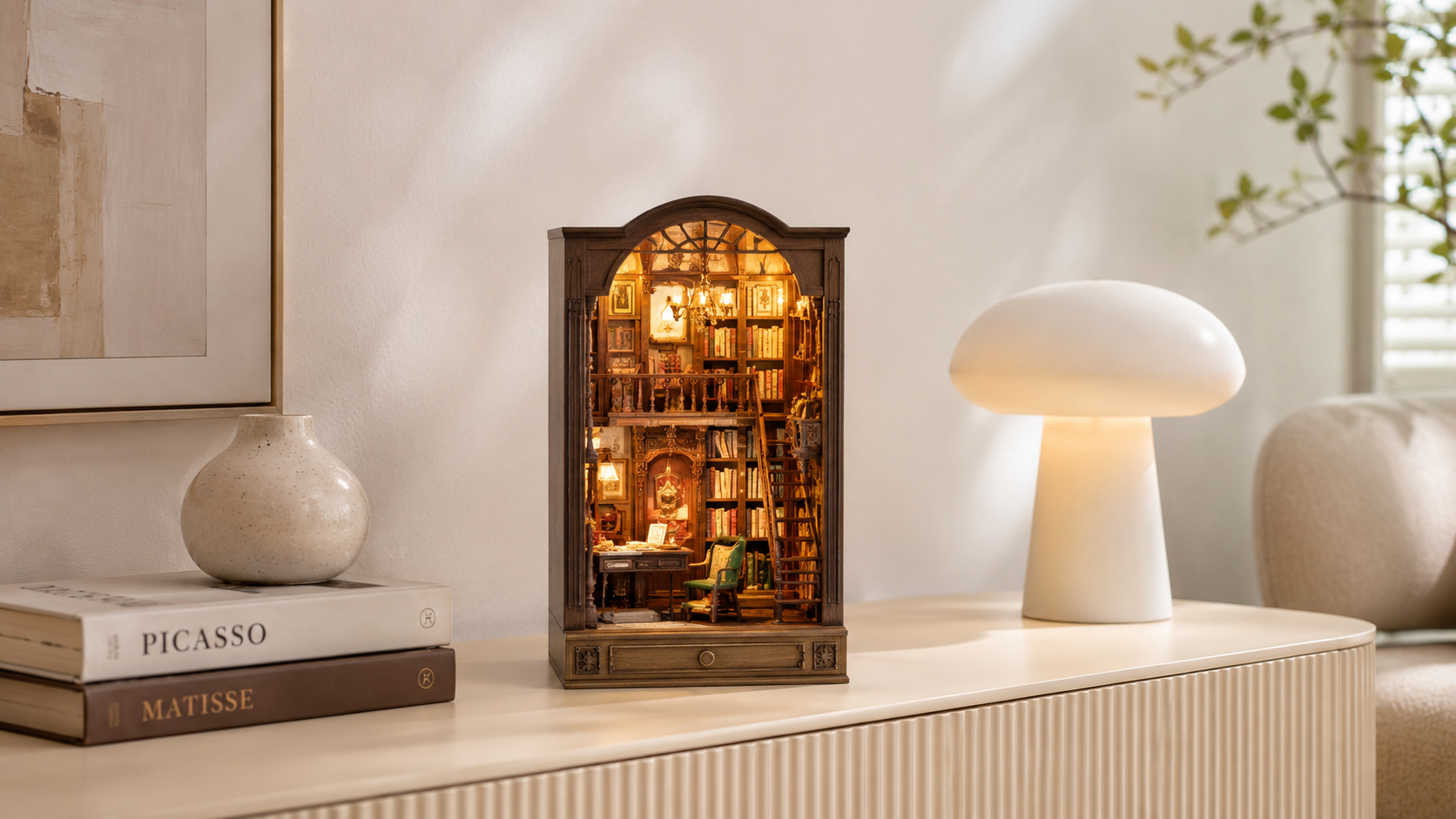 Miniature house kits and book nooks