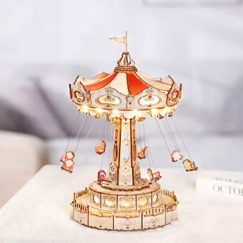 DIY Rotating Swing Ride Wooden Music Box Puzzle